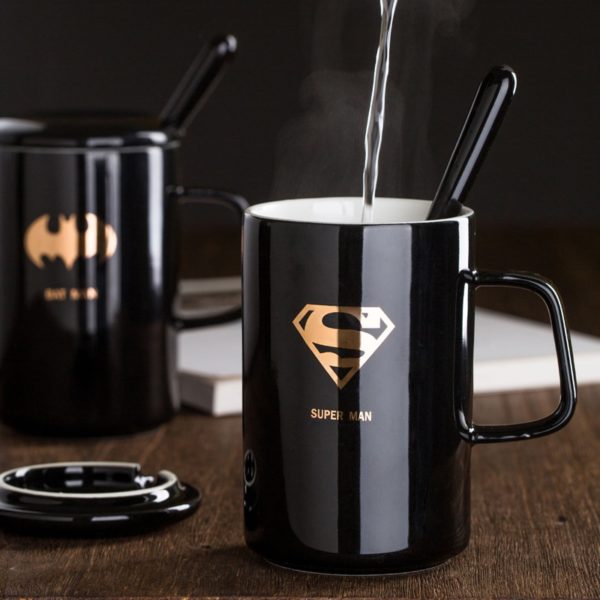Super Heroes Ceramic Mug With Lid With Spoon