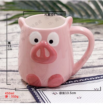 500ML Cute Animal 3D Fox Coffee Cup Large Capacity Hand Painted Cartoon Ceramics Breakfast Mug Free Shipping
