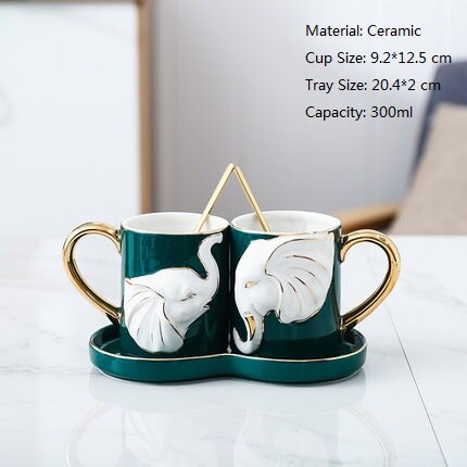 EWAYS 2Pcs/Set Creative Ceramic Couple Cup Love Mug with Spoon Tray Lid Valentine's Day Wedding Birthday Gifts With Gift Box