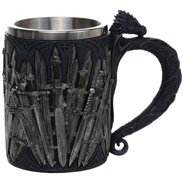 Game of Thrones Mug Dragon Iron Sword Stainless Steel Layer Inside Resin
