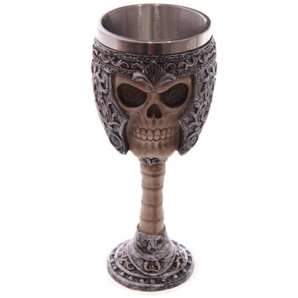 Hot Retro Horn Skull Resin Beer Mug Stainless Steel Skull Knight Halloween Coffee Cup Viking Tea Mug Pub Bar Decoration