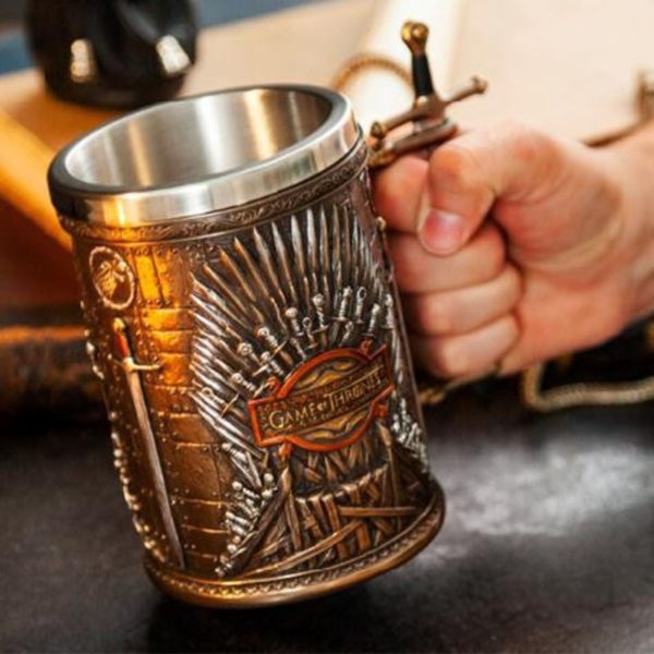 Game Of Throns Medieval Beer Mug Iron Throne Sword Tankard Stainless Steel Resin 3D Coffee Cup and Mug Fans Christmas Gift