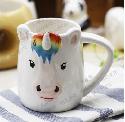 500ML Cute Animal 3D Fox Coffee Cup Large Capacity Hand Painted Cartoon Ceramics Breakfast Mug Free Shipping