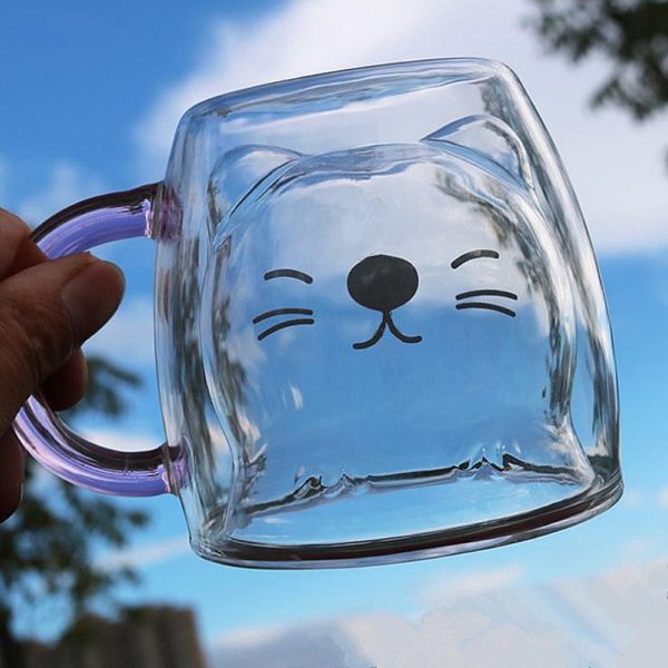 Creative Cute Bear Double-layer Coffee Mug DoubleGlass Cartoon Baby Duckling Animal Milk Glass Lady Cute Gift Cup Christmas gift