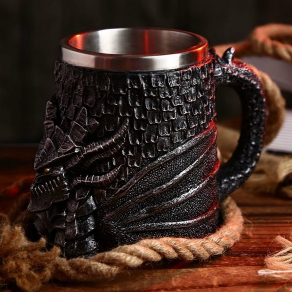 Dragon Head Stainless Steel Resin Mug Goblet Game of Thrones Tankard