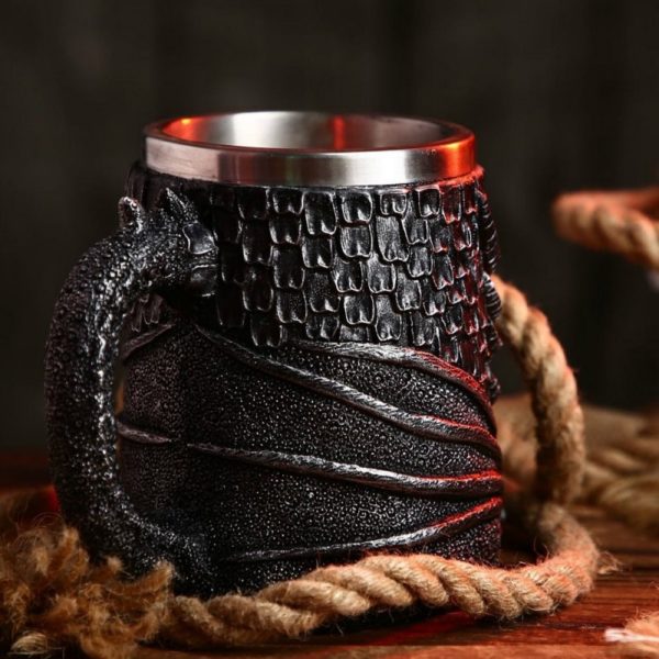 Dragon Head Stainless Steel Resin Mug Goblet Game of Thrones Tankard